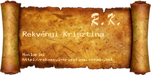 Rekvényi Krisztina névjegykártya